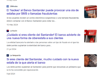 Estafas por internet suplantando al banco SANTANDER: más de 220.000 afectados. Estafas por internet suplantando al banco SANTANDER: más de 220.000 afectados.