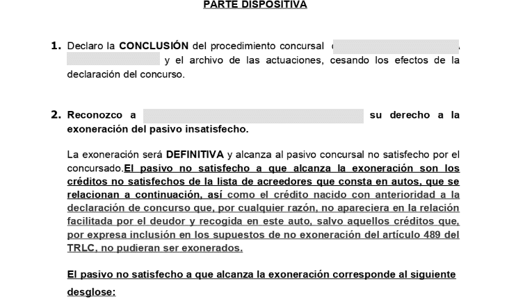 Ley de segunda oportunidad. Caso de éxito en Barcelona. 43.120€ exonerados. Ley de segunda oportunidad. Caso de éxito en Barcelona. 43.120€ exonerados.